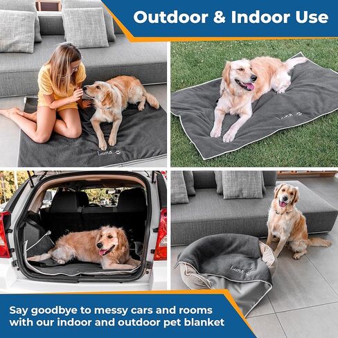 بطانية GoTags للكلاب مخصصة بالاسم، بطانيات صوف مطرزة مخصصة للأريكة والسيارة والسرير والمنزل، بطانية شيربا دافئة وناعمة ومريحة لكلبك أو جرو (كبير) in Kuwait