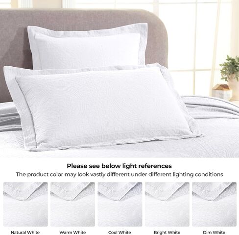 Superior Cotton Fleur De Lis Bedspread Set, Warm Blankets, All-Season Bedding, Bedroom Decor, Decorative Boho Medallion Coverlet, Includes 1 Bedspread, 2 Pillow Shams, Queen, White in Saudi Arabia