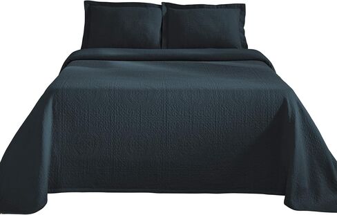 Superior Cotton Fleur De Lis Bedspread Set, Warm Blankets, All-Season Bedding, Bedroom Decor, Decorative Boho Medallion Coverlet, Includes 1 Bedspread, 2 Pillow Shams, Queen, White in Saudi Arabia