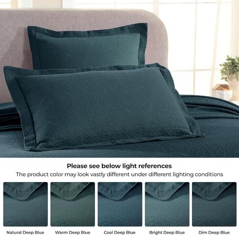 Superior Cotton Fleur De Lis Bedspread Set, Warm Blankets, All-Season Bedding, Bedroom Decor, Decorative Boho Medallion Coverlet, Includes 1 Bedspread, 2 Pillow Shams, Queen, White in Saudi Arabia