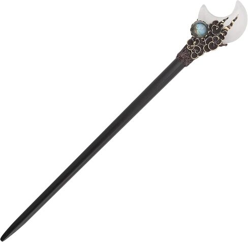 Wooden Moon Chopstick Hairpin Crystal Amethyst Labradorite Handcraft Gift for Her… (Amethyst) in Saudi Arabia