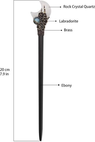 Wooden Moon Chopstick Hairpin Crystal Amethyst Labradorite Handcraft Gift for Her… (Amethyst) in Saudi Arabia
