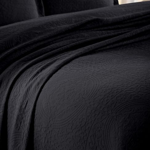 طقم مفرش سرير فلور دي ليز من القطن الفاخر، بطانيات دافئة، مفروشات لجميع المواسم، ديكور غرفة النوم، غطاء ميدالية بوهو مزخرف، يتضمن مفرش سرير واحد، 2 غطاء وسادة، الملكة، أبيض in Kuwait