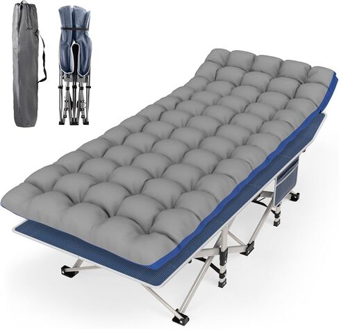 Suteck Camping Cot, 32In XXL Folding Camping Cot Heavy Duty Sleeping Bed for Adults 1200D Double Layer Oxford Cots for Camping W/Pilllow Mattress Carry Bag for Home Office Travel in Saudi Arabia