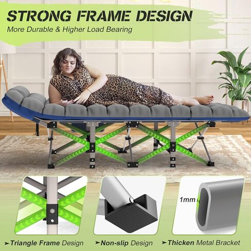 Suteck Camping Cot, 32In XXL Folding Camping Cot Heavy Duty Sleeping Bed for Adults 1200D Double Layer Oxford Cots for Camping W/Pilllow Mattress Carry Bag for Home Office Travel in Saudi Arabia