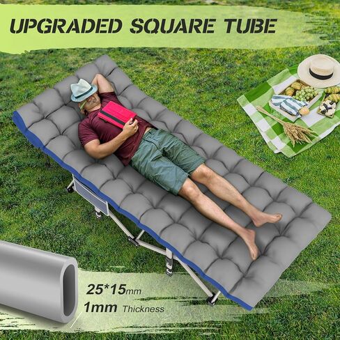 Suteck Camping Cot, 32In XXL Folding Camping Cot Heavy Duty Sleeping Bed for Adults 1200D Double Layer Oxford Cots for Camping W/Pilllow Mattress Carry Bag for Home Office Travel in Saudi Arabia