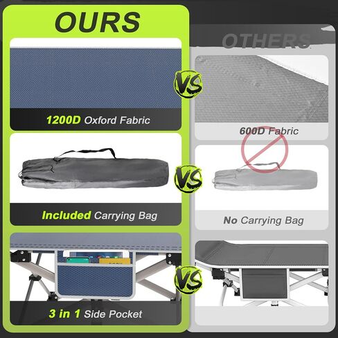 Suteck Camping Cot, 32In XXL Folding Camping Cot Heavy Duty Sleeping Bed for Adults 1200D Double Layer Oxford Cots for Camping W/Pilllow Mattress Carry Bag for Home Office Travel in Saudi Arabia