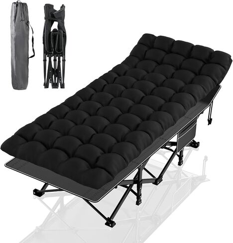 Suteck Camping Cot, 32In XXL Folding Camping Cot Heavy Duty Sleeping Bed for Adults 1200D Double Layer Oxford Cots for Camping W/Pilllow Mattress Carry Bag for Home Office Travel in Saudi Arabia