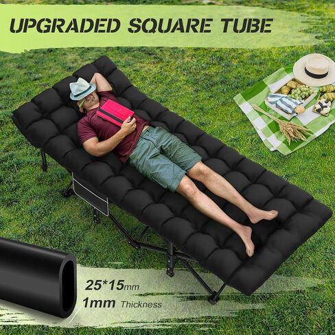 Suteck Camping Cot, 32In XXL Folding Camping Cot Heavy Duty Sleeping Bed for Adults 1200D Double Layer Oxford Cots for Camping W/Pilllow Mattress Carry Bag for Home Office Travel in Saudi Arabia