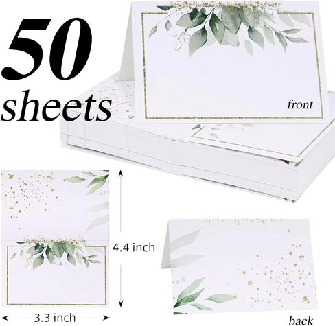 50pcs Place Cards for Table Setting Wedding Greenery Table Place Cards Eucalyptus Leaf Place Setting Name Cards for Bridal Shower Baby Shower Birthday Party (Green) in Saudi Arabia