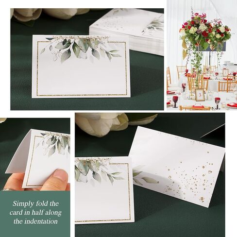 50pcs Place Cards for Table Setting Wedding Greenery Table Place Cards Eucalyptus Leaf Place Setting Name Cards for Bridal Shower Baby Shower Birthday Party (Green) in Saudi Arabia