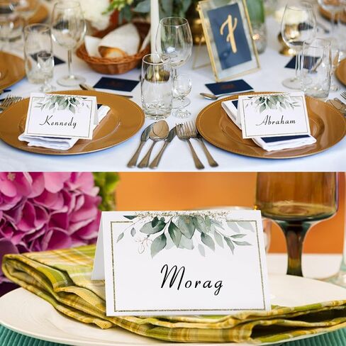 50pcs Place Cards for Table Setting Wedding Greenery Table Place Cards Eucalyptus Leaf Place Setting Name Cards for Bridal Shower Baby Shower Birthday Party (Green) in Saudi Arabia