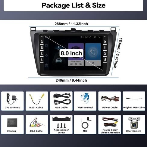 1+32G Android Car Stereo for Mazda 6 Rui Wing 2015-2019 8 inch Touch Screen Multimedia Player GPS Navigation FM RDS Radio Mirror Link for Android/iOS Bluetooth WiFi SWC + Backup Camera&MIC in Saudi Arabia