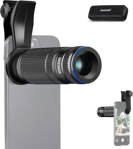 عدسة تليفوتوغرافي NEEWER 7X مع مشبك عدسة هاتف متوافق مع iPhone Samsung، 15 عنصرًا 12 مجموعة عدسة هاتف تكبير 7X لقفص الهاتف/حافظة الهاتف/اللوحة الخلفية بقطر 17 مم، LS-36 PRO in Saudi Arabia