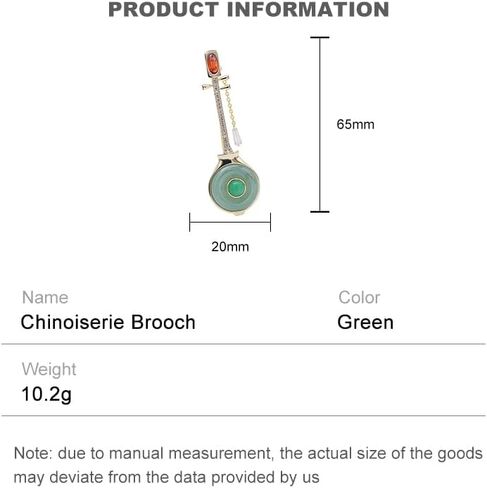 14K Gold Pipa-Shaped Brooch with Moissanite Accents - Elegant Chinoiserie Handcrafted Jewelry, Unique Shawl Pin for Women, Ideal Gift for Birthdays and Special Events in Kuwait
