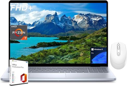 كمبيوتر محمول للأعمال Dell 2024 Inspiron مقاس 16 بوصة، شاشة FHD+، AMD Ryzen 7-8840U، 16 جيجابايت DDR5، 1 تيرابايت SSD، AMD Radeon Graphics، Wi-Fi 6E، لوحة مفاتيح بإضاءة خلفية، Windows 11 Pro، مع ترخيص Microsoft Office مدى الحياة in Saudi Arabia