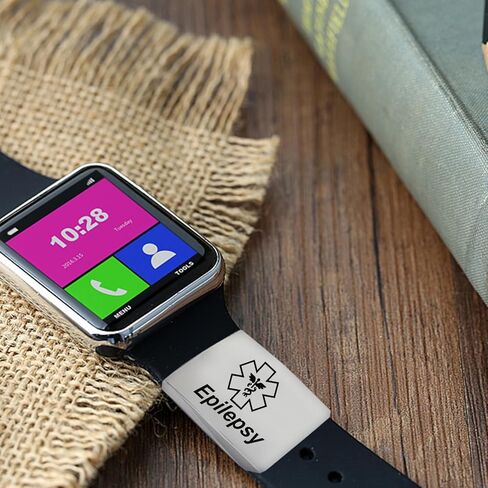 علامة تنبيه طبية لمرض السكري من النوع 1 باللون الأسود لحزام الساعة، علامة إسعافات أولية للطوارئ الطبية من الفولاذ المقاوم للصدأ محفورة بالليزر in Kuwait