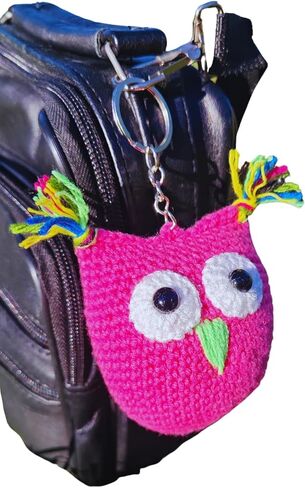 Crochet Owl Amigurumi Keychain-Stuffed Toy Cute Gift Accessory for Purse, Phone Case, Bag, Car Mirror, Wallet, Luggage, Suitcase, Stroller, Crib, Backpack (dark blue, plain) in Saudi Arabia