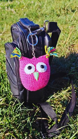 Crochet Owl Amigurumi Keychain-Stuffed Toy Cute Gift Accessory for Purse, Phone Case, Bag, Car Mirror, Wallet, Luggage, Suitcase, Stroller, Crib, Backpack (dark blue, plain) in Saudi Arabia