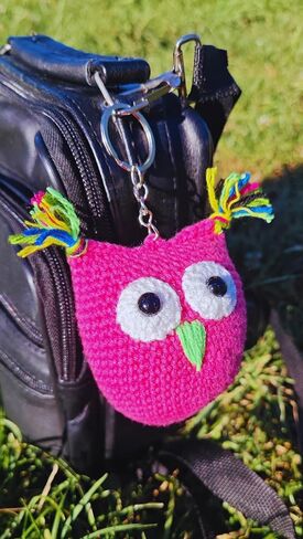 Crochet Owl Amigurumi Keychain-Stuffed Toy Cute Gift Accessory for Purse, Phone Case, Bag, Car Mirror, Wallet, Luggage, Suitcase, Stroller, Crib, Backpack (dark blue, plain) in Saudi Arabia