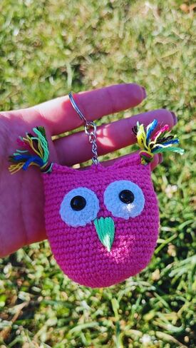 Crochet Owl Amigurumi Keychain-Stuffed Toy Cute Gift Accessory for Purse, Phone Case, Bag, Car Mirror, Wallet, Luggage, Suitcase, Stroller, Crib, Backpack (dark blue, plain) in Saudi Arabia