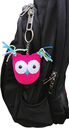 Crochet Owl Amigurumi Keychain-Stuffed Toy Cute Gift Accessory for Purse, Phone Case, Bag, Car Mirror, Wallet, Luggage, Suitcase, Stroller, Crib, Backpack (dark blue, plain) in Saudi Arabia