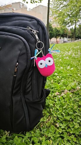 Crochet Owl Amigurumi Keychain-Stuffed Toy Cute Gift Accessory for Purse, Phone Case, Bag, Car Mirror, Wallet, Luggage, Suitcase, Stroller, Crib, Backpack (dark blue, plain) in Saudi Arabia