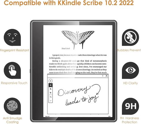 واقي شاشة مكون من عبوتين متوافق مع Kindle Scribe 10.2 بوصة (إصدار 2024/2022)، [وضوح عالي الدقة] [9 صلابة] استبدال الزجاج المقوى لجهاز Kindle Scribe 10.2 بوصة in Kuwait