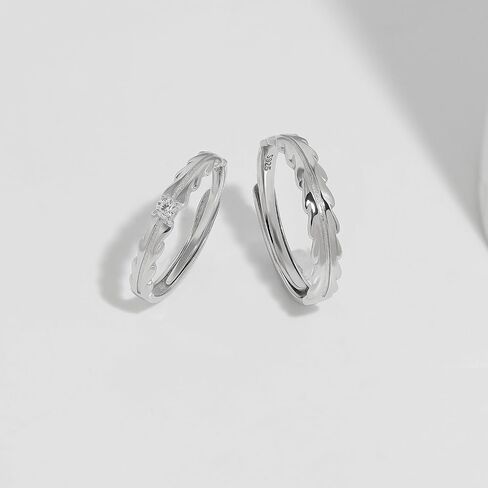 Meissa Sterling Silver 2 Pcs Matching Rings for Couples Fashion Couple Rings Set Wide Wedding Bands for Men and Women Promise Rings Travel Engagement Rings Non Tarnish, Set of Two Rings in Saudi Arabia