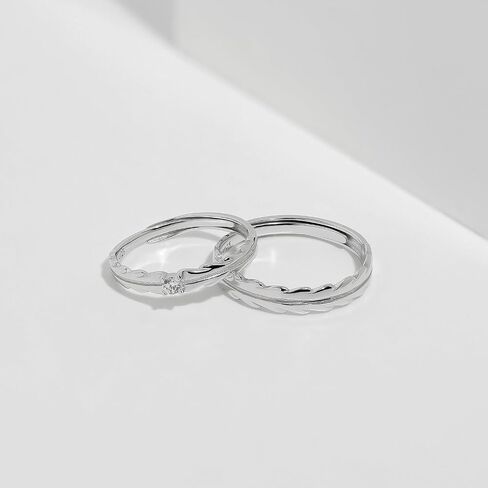 Meissa Sterling Silver 2 Pcs Matching Rings for Couples Fashion Couple Rings Set Wide Wedding Bands for Men and Women Promise Rings Travel Engagement Rings Non Tarnish, Set of Two Rings in Saudi Arabia