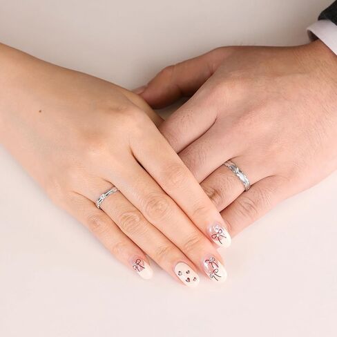 Meissa Sterling Silver 2 Pcs Matching Rings for Couples Fashion Couple Rings Set Wide Wedding Bands for Men and Women Promise Rings Travel Engagement Rings Non Tarnish, Set of Two Rings in Saudi Arabia