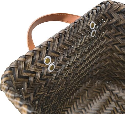 GIB Wicker Storage Baskets for Shelves with Handles 4 Pack, 15"x11" Hand Woven Decorative Rectanguler Baskets Bins Organizer for Blankets Clothes Laundry Bathroom Nursery Picnic, Brown in Kuwait