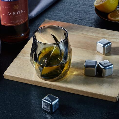 Whiskey Glasses Set of 2, Rocks Glass, 8.5 OZ Drinking Glasses, Creative Twisted Crystal Old Fashioned Cocktail Glass Tumbler for Bourbon, Scotch, Tequila, Cognac, Rum in Saudi Arabia