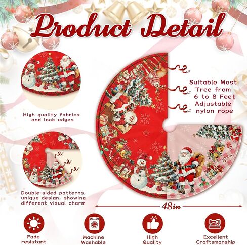 Double Sided Buffalo Plaid Nativity Christmas Tree Skirt, 36 Inch Red Tree Skirt, Jesus Nativity Holy Night Soft Farmhouse Holiday Xmas Trees Decoration, Nativity Christmas Blue Tree Skirt in Kuwait