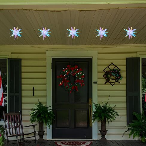 Christmas Star Tree Topper Lighted Plug in, 15.7 Inch Outdoor Foldable Lightweight Moravian Star Tree Topper, Timer & Smart Colorful Remote Control, Christmas Hanging Star with Lights in Saudi Arabia
