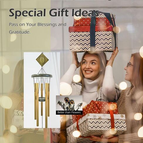 دقات الرياح للطائر الطنان للخارج، 32 بوصة رنين الرياح التذكاري في الهواء الطلق لخلق جو زن، هدية الطائر الطنان للنساء الأم والأب في عيد الميلاد، ديكور المنزل والحديقة (النحاس) in Kuwait