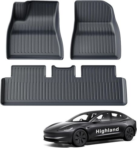 سجادات أرضية لسيارة Tesla Model 3 Highland 2024، 3 قطع تناسب العملاء في جميع الأحوال الجوية TPE سجادات أرضية سيارة ثلاثية الأبعاد مضادة للانزلاق مقاومة للماء وبطانات أرضية شديدة التحمل لملحقات موديل 2024 3 in Saudi Arabia