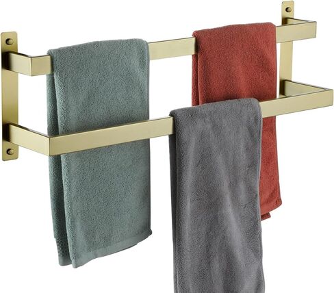 KOKOSIRI Bath Towel Bars Bathroom 2-Tiers Ladder Brushed Gold Towel Rails 32-Inch Towel Holders Wall Mounted Towels Shelves Rack Stainless Steel, B5008BG-L32 in Kuwait