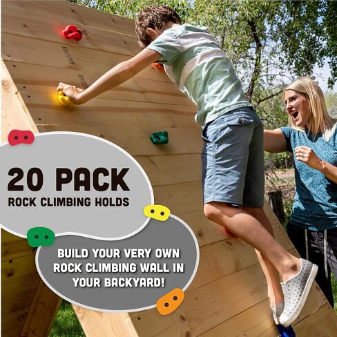 Squirrel Products Kids Climbing Rope and Rock Holds Bundle, Easy Setup for Playgrounds, Tree Houses, Obstacle Courses, and Indoor/Outdoor Fun in Saudi Arabia