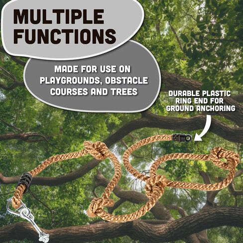 Squirrel Products Kids Climbing Rope and Rock Holds Bundle, Easy Setup for Playgrounds, Tree Houses, Obstacle Courses, and Indoor/Outdoor Fun in Saudi Arabia