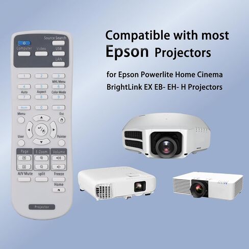جهاز تحكم عن بعد عالمي لجهاز العرض Epson Powerlite، السينما المنزلية، BrightLink، EX، VS، H، EB-، EH-، EMP، أجهزة العرض المتسلسلة، 1648806 2181788 وحدة تحكم عن بعد in Saudi Arabia