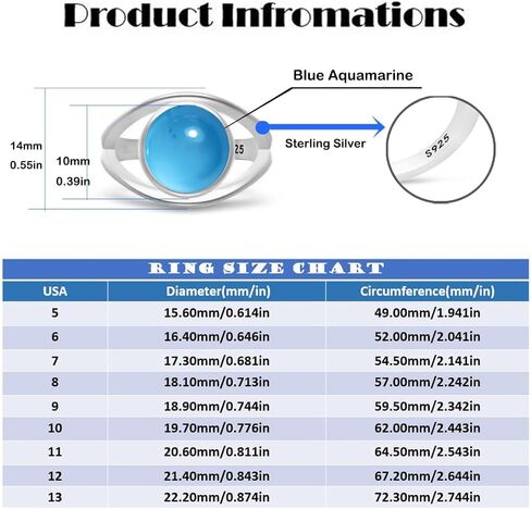 Classic Simple Plain Round Natural Green Dongling Jade Stone Ring,925 Sterling Silver Real Aventurine Quartz Crystal Gemstone Statement Ring for Women Her (A05_Dongling Jade, 8) in Kuwait