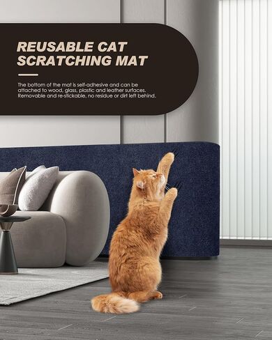 78.7"x15.8" Cat Scratch Mat,Trimmable Self-Adhesive Carpet,DIY Climb Cat Scratcher for Cat Couch Furniture or Wall Protector,Covering Cat Tower,and Replacement Pads (Dark Gray) in Kuwait