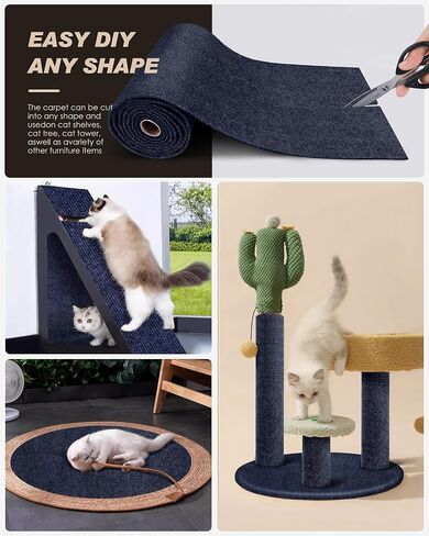 78.7"x15.8" Cat Scratch Mat,Trimmable Self-Adhesive Carpet,DIY Climb Cat Scratcher for Cat Couch Furniture or Wall Protector,Covering Cat Tower,and Replacement Pads (Dark Gray) in Kuwait