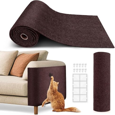 78.7"x15.8" Cat Scratch Mat,Trimmable Self-Adhesive Carpet,DIY Climb Cat Scratcher for Cat Couch Furniture or Wall Protector,Covering Cat Tower,and Replacement Pads (Dark Gray) in Kuwait