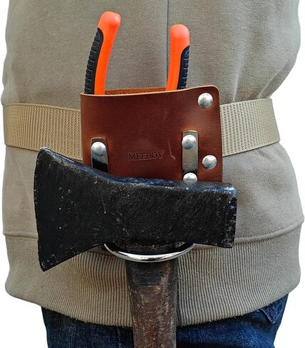 Leather Tool Holster, Leather Axe Belt Loop, Leather Hammer Holder for tool belt, heavy top grain leather axe holster (Black) in Kuwait