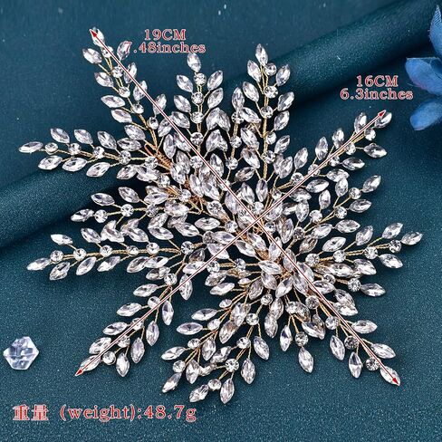 HONGMEI Bridal Rhinestone Headpiece for Wedding，Leaf Crystal Hair Pieces Bride Side Headpieces Wedding Hair Accessories for Women (Silver) in Kuwait