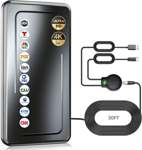 1200+ Miles Range TV Antenna, Digital TV Antenna Indoor for Smart TV and Old TVs, Portable HD Antenna Indoor Outdoor with Amplifier and Signal Booster, Support 8K 4K 1080p - 30ft Coax Cable in Saudi Arabia