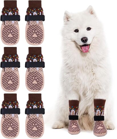 EXPAWLORER Anti-Slip Dog Socks to Prevent Licking Paws,Dog Shoes for Hot/Cold Pavement,Best Paw Protector Traction Control on Hardwood Floor,Dog Booties for Puppy Small Medium Large Senior Dogs in Saudi Arabia