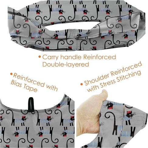 BeeGreen Gifts for Cat Lovers 6 Pack Cats Reusable Grocery Bags with Elastic Band Reusable Shopping Bags Bulk 50LBS X-Large Foldable-Machine Washable-Heavy Duty in Kuwait